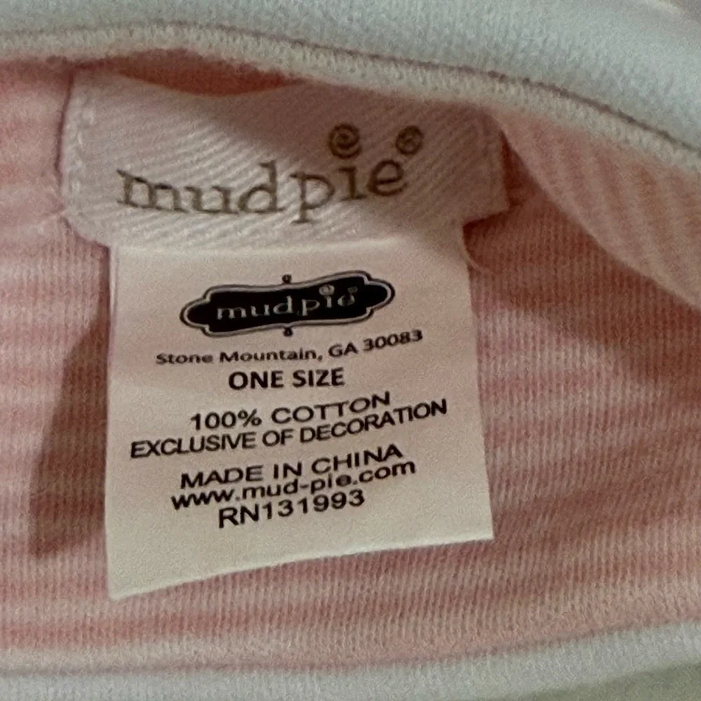 Mud Pie Pink and White Baby Hat Set Newborn set of 4 one other brand
